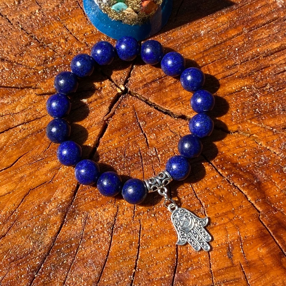Stunning Elegance: Handmade Beaded Blue Lapis Bracelet